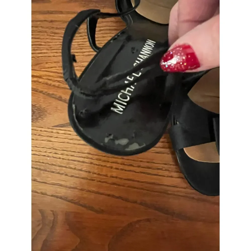Michael Shannon black sling back heels with bow accent Size 8